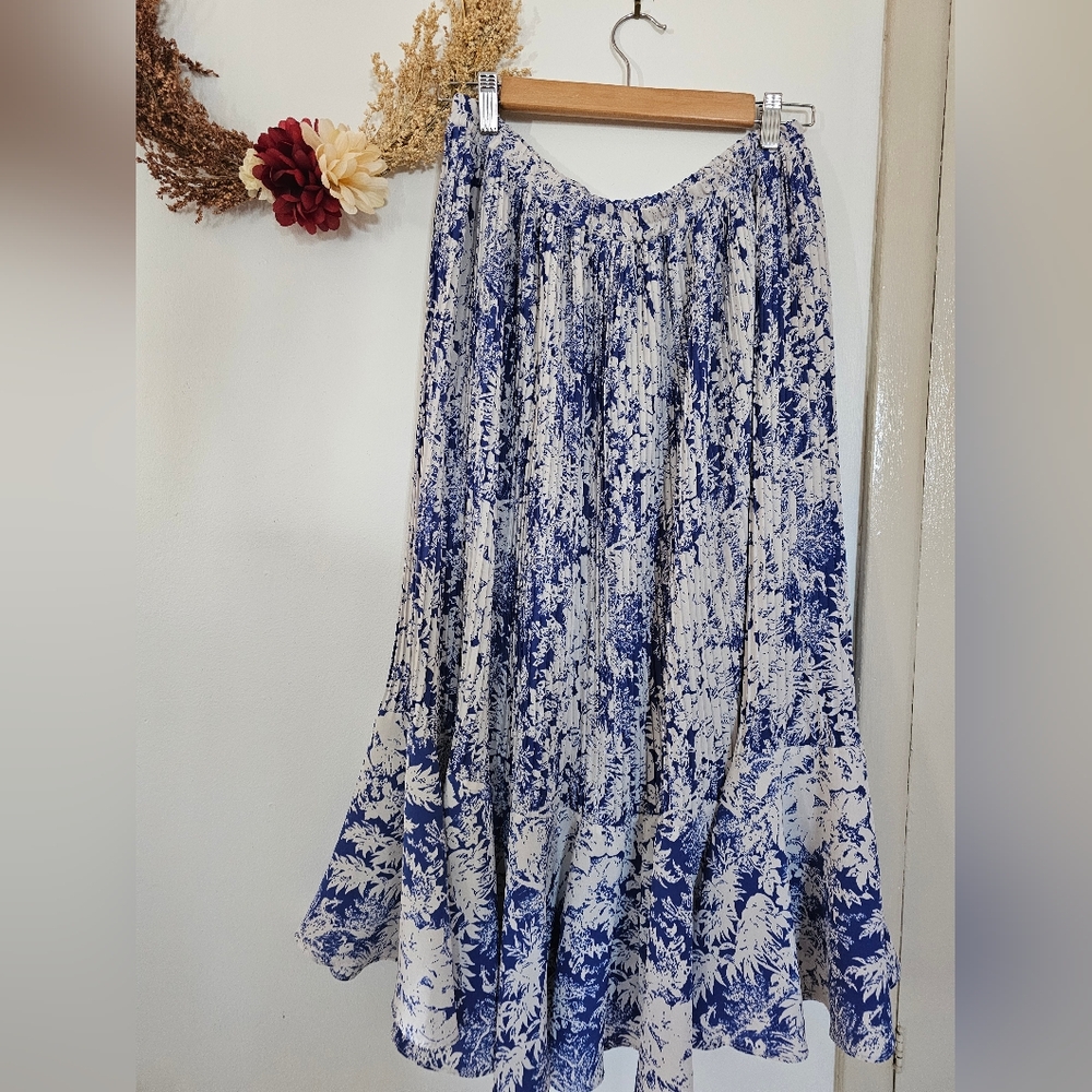 Vintage Blue and white Maxi Skirt Made in Canada